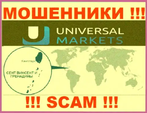 Компания Универсал Маркетс зарегистрирована довольно-таки далеко от клиентов на территории St. Vincent and Grenadines