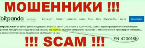 FN 423018k - рег. номер интернет-мошенников Битпанда, которые НЕ ВОЗВРАЩАЮТ ОБРАТНО ФИНАНСОВЫЕ АКТИВЫ !!!