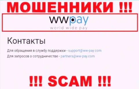 На сайте конторы WW-Pay Com приведена электронная почта, писать сообщения на которую довольно опасно