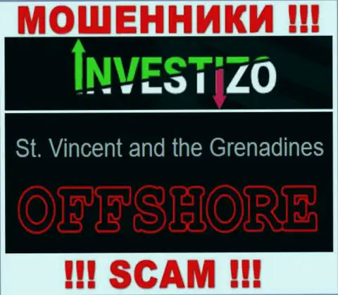 Так как Investizo Com расположились на территории Сент-Винсент и Гренадины, украденные вложения от них не вернуть