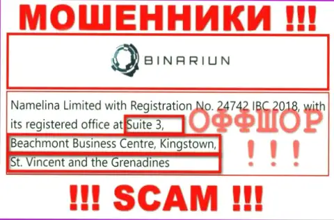 Связываться с Binariun довольно рискованно - их офшорный официальный адрес - Suite 3, Beachmont Business Centre, Kingstown, St. Vincent and the Grenadines (информация с их ресурса)