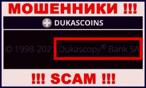 На официальном ресурсе DukasCoin говорится, что данной организацией руководит Dukascopy Bank SA