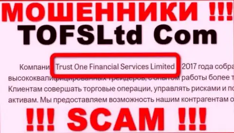 Свое юр. лицо организация Тофс Лтд не скрыла - это Trust One Financial Services Limited