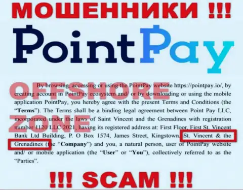 Базируется компания Point Pay в офшоре на территории - St. Vincent & the Grenadines, АФЕРИСТЫ !!!