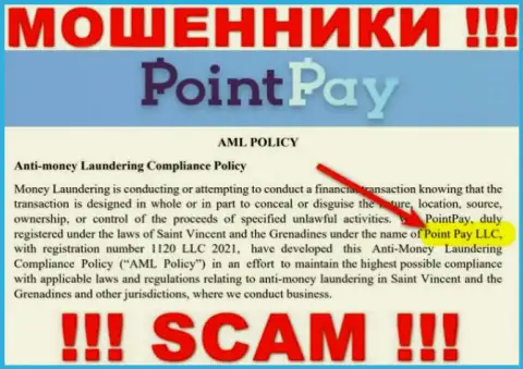 Организацией Point Pay LLC руководит Point Pay LLC - данные с официального сайта кидал