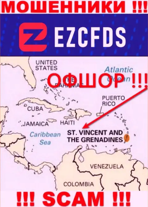 St. Vincent and the Grenadines - офшорное место регистрации мошенников ЕЗЦФДС Ком, опубликованное у них на web-ресурсе