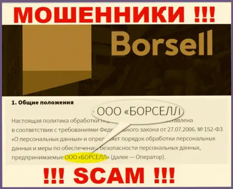 Аферисты Borsell Ru принадлежат юр лицу - ООО БОРСЕЛЛ