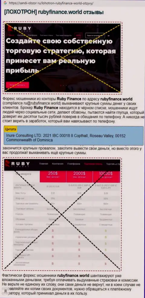 Разводняк в сети Интернет !!! Обзорная статья о незаконных проделках internet-мошенников Ruby Finance