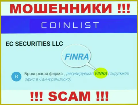 Постарайтесь держаться от компании CoinList подальше, которую покрывает мошенник - Financial Industry Regulatory Authority (FINRA)