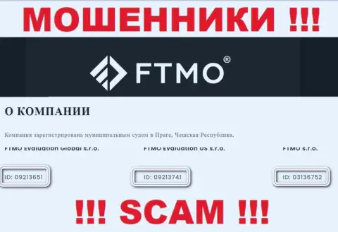 Контора FTMO представила свой рег. номер у себя на официальном интернет-ресурсе - 09213651