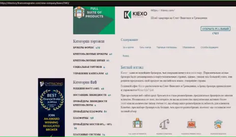 Материал о условиях для совершения сделок Форекс дилера KIEXO, представленный на сайте directory financemagnates com