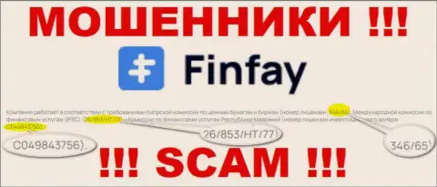 На сайте FinFay предоставлена их лицензия, но это хитрые мошенники - не нужно доверять им