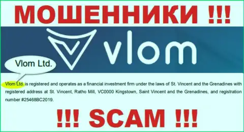 Юридическое лицо, которое управляет internet лохотронщиками Влом Ком - это Vlom Ltd