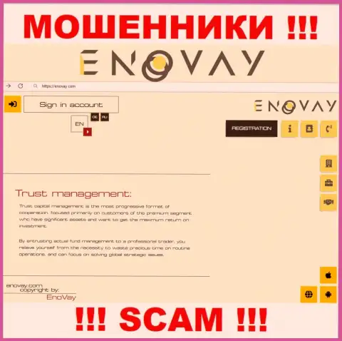 Внешний вид официального веб-портала жульнической компании EnoVay