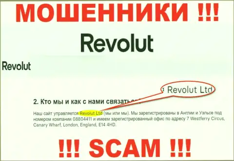 Revolut Ltd - это организация, владеющая ворами Револют Ком