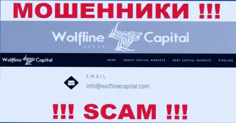 МОШЕННИКИ WolflineCapital Com засветили на своем информационном ресурсе адрес электронного ящика компании - отправлять сообщение не нужно