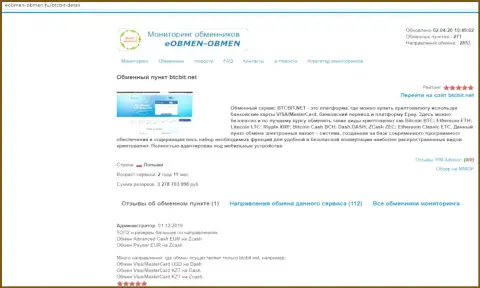 Правила предоставления услуг интернет-организации BTCBit в публикации на сайте eobmen-obmen ru