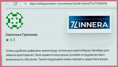 Автор отзыва, с сайта Reiting Brokerov Com, отметил в своей публикации доступные условия дилинговой компании Zinnera Com