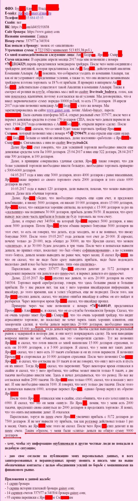 Гаинси Ком - это ШУЛЕРА !!! Обманули еще одного форекс игрока на 15 000 российских рублей
