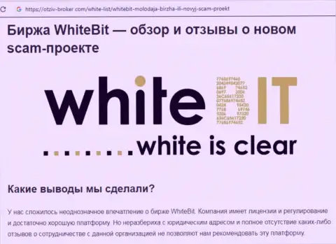 Связываться с White Bit не следует - жульническая организация рынка цифровых валют (честный отзыв)