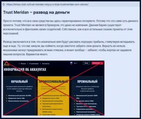 ТрастМеридан Ком - это online-обманщики, слишком рискованно вестись на их выгодные условия (обзор)